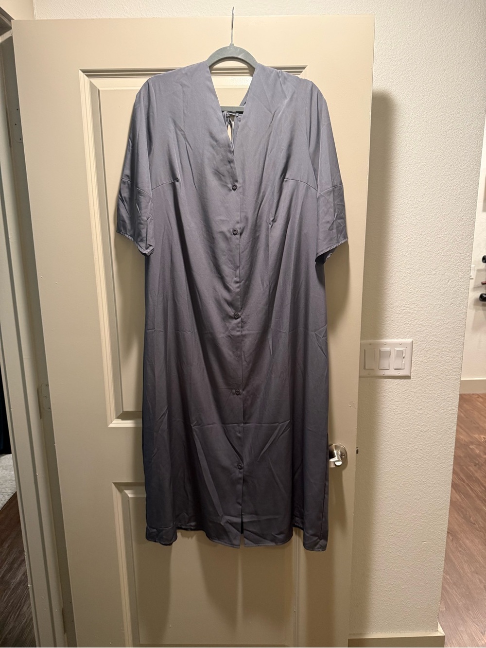 NWOT SHEIN Plus 2XL Charcoal Gray Button Front Maxi Dress